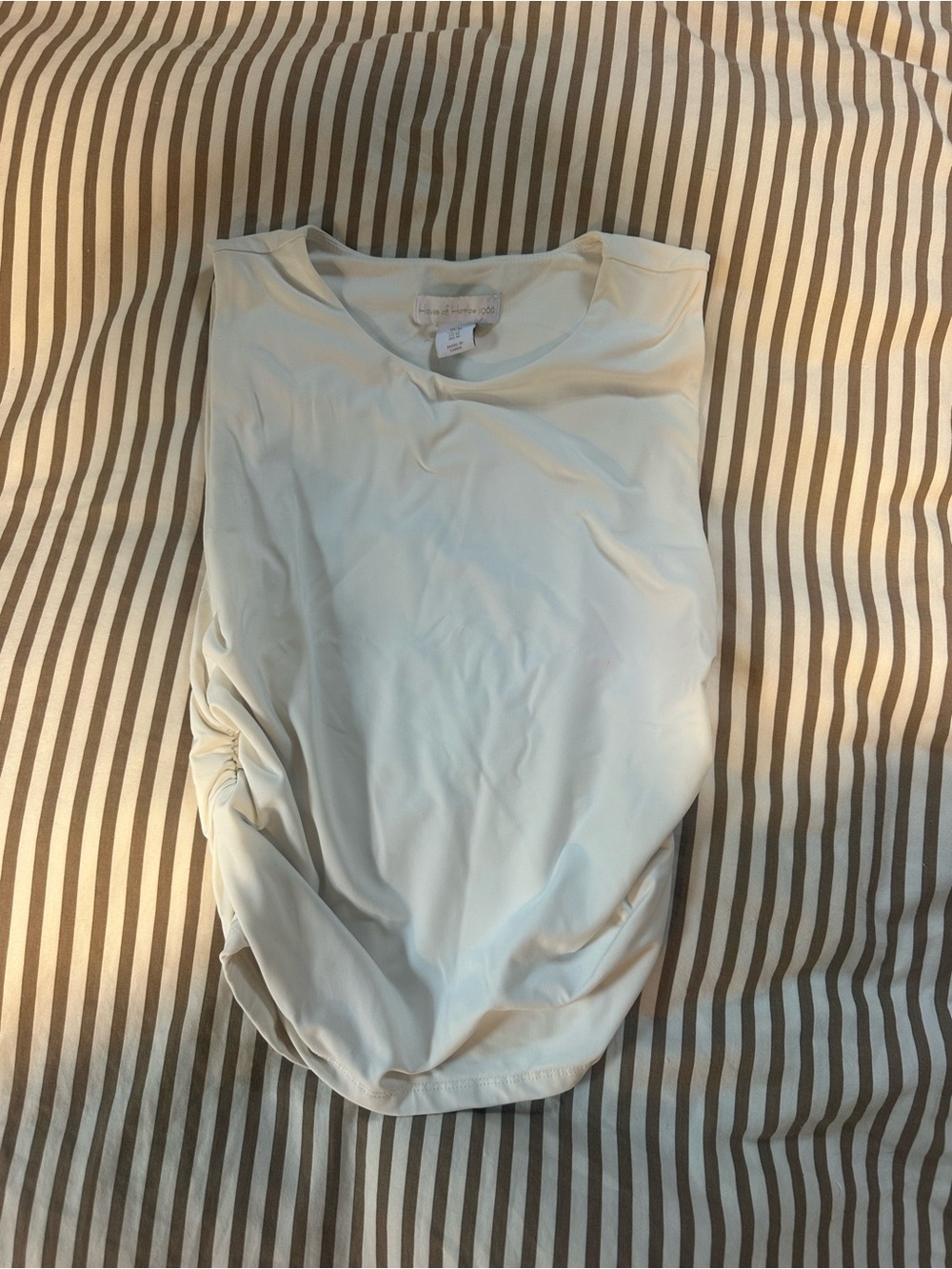 House of Harlow 1960 Cream Sleeveless Ruched Side Tank